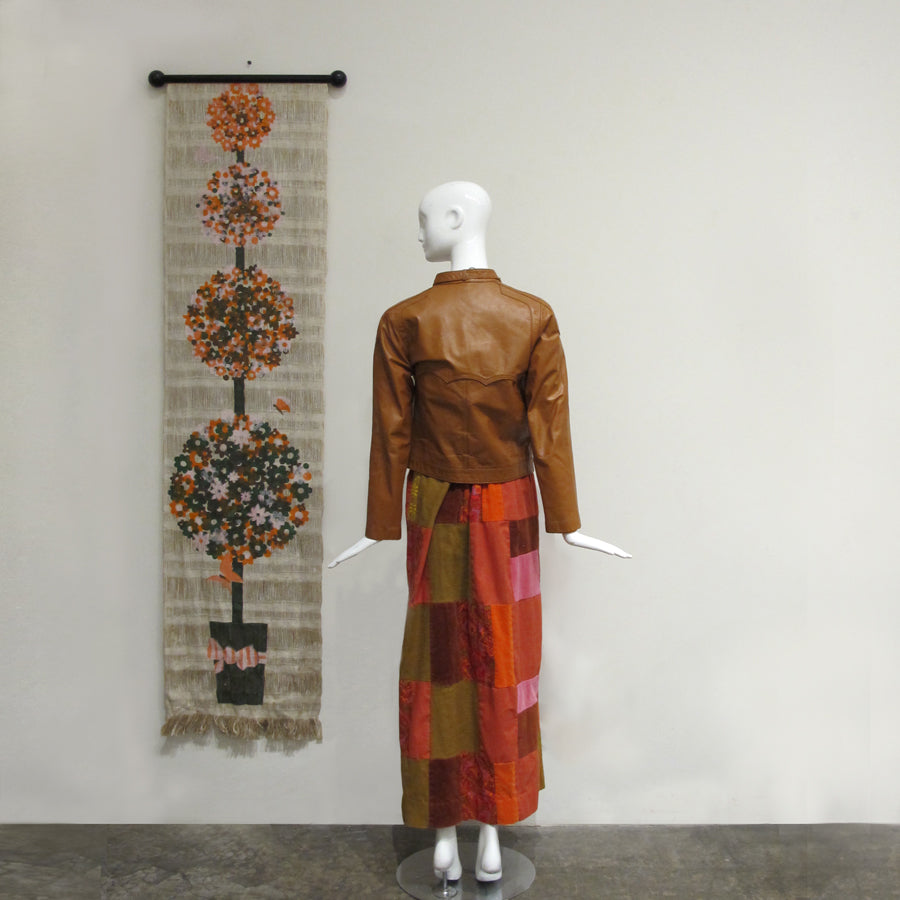 60s Velvet Patchwork Skirt | Pinks