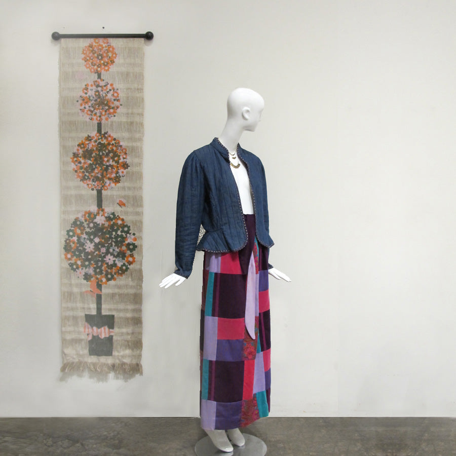 60s Velvet Patchwork Skirt | Purples