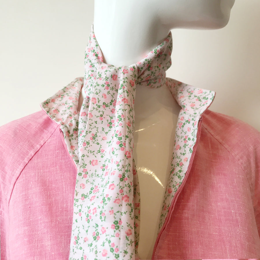 70s Pink Chambray & Floral Shirt Dress