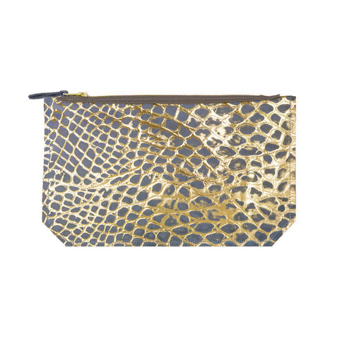 leather gilded print pouch