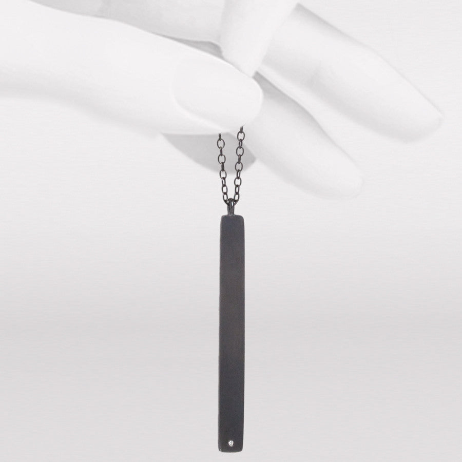 Rectangle Bar and Diamond Necklace