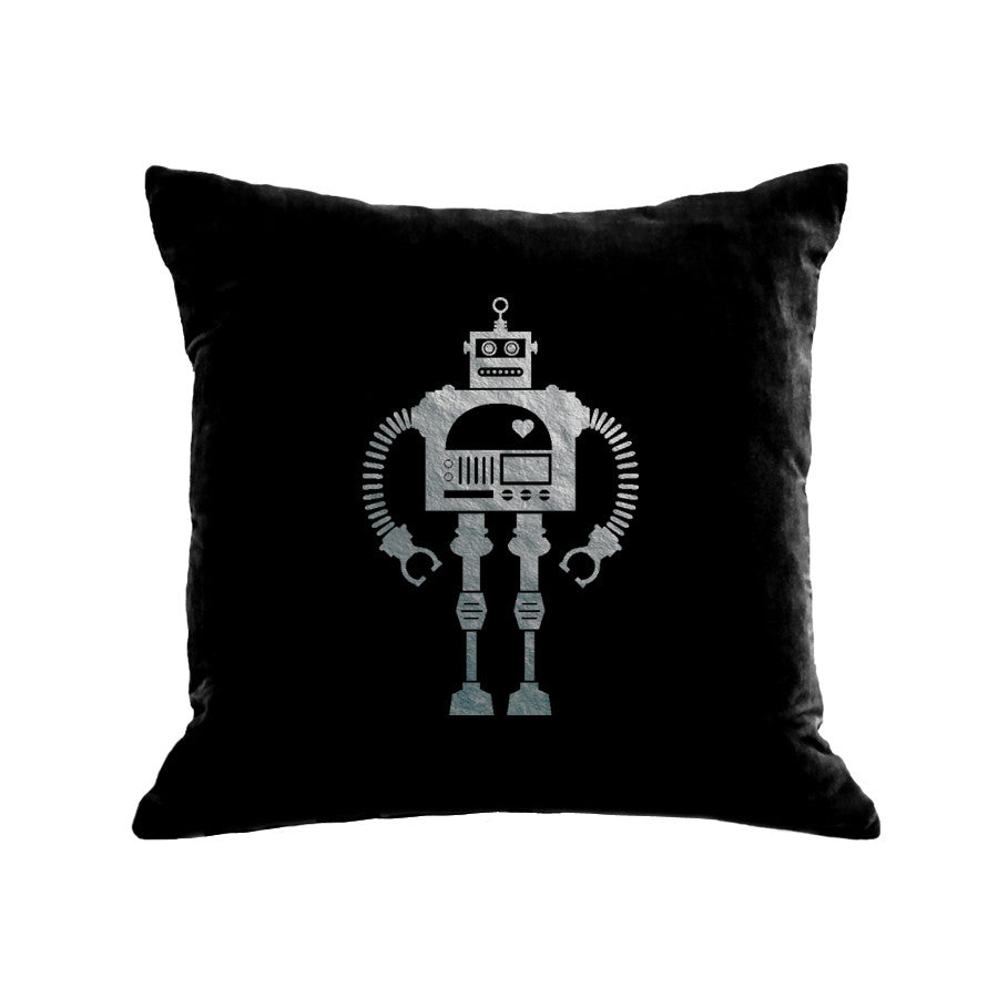 Robot Pillow - black / gunmetal foil