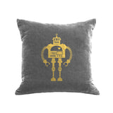 Robot Pillow - platinum / gold foil