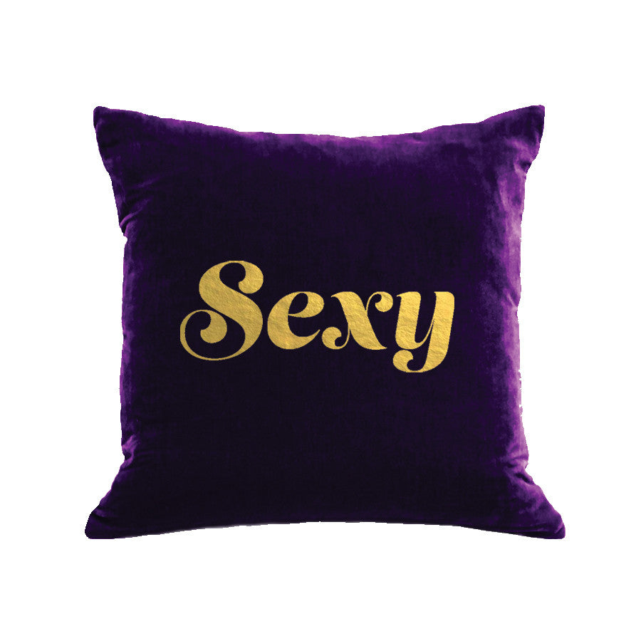 Sexy Pillow - grape / gold foil / 18 x 18"