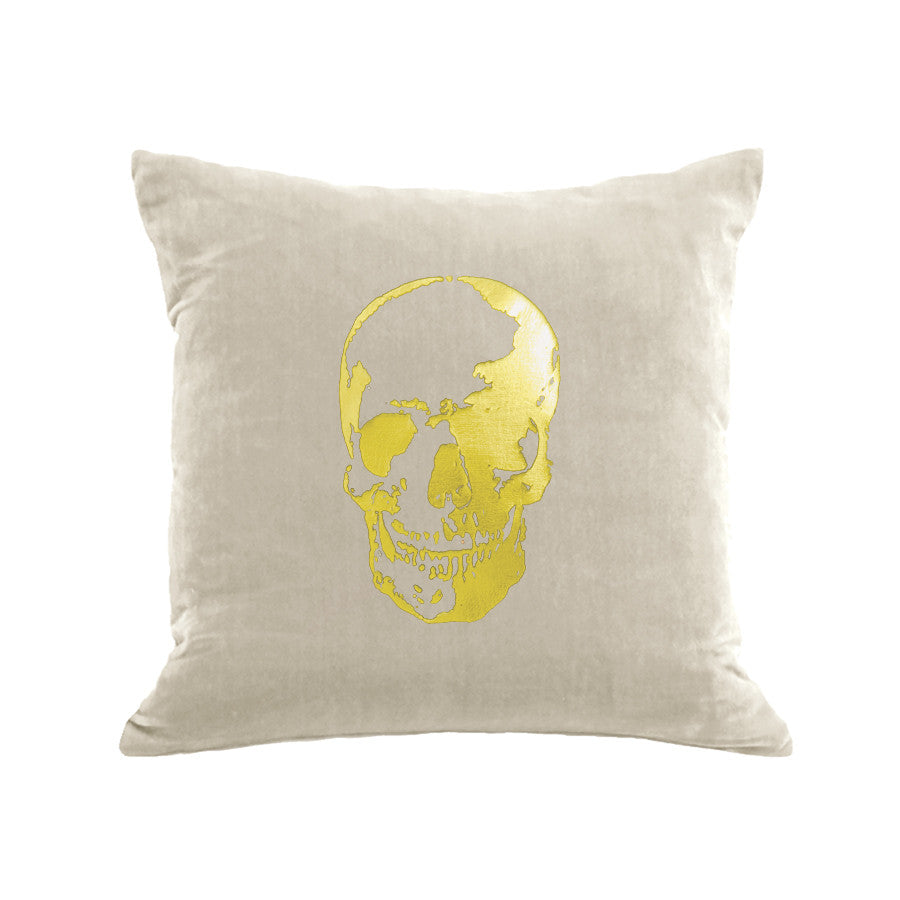 Skull Pillow - cream / gold foil