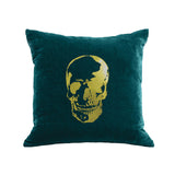 Skull Pillow - teal / gold foil