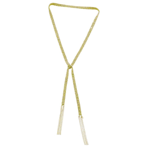 Gold Ribbon & Chain Necklace