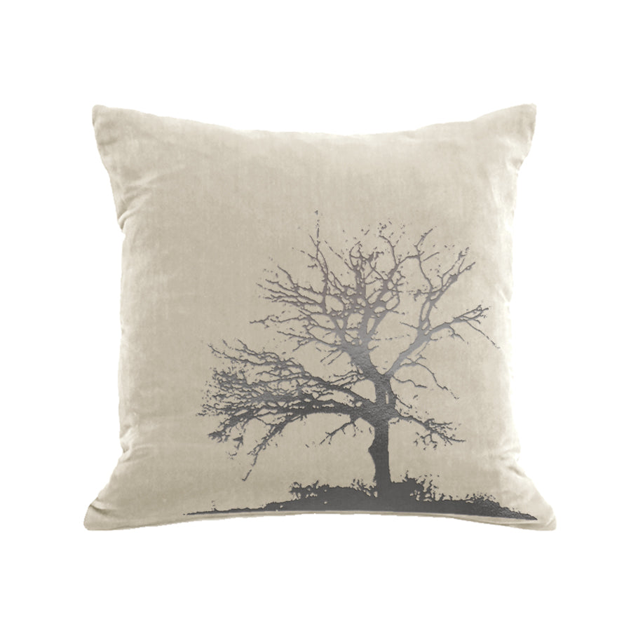 Tree Pillow - cream / gunmetal foil