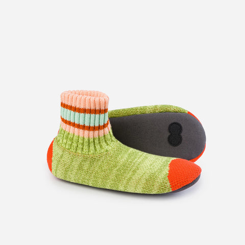 Knit Flower Power Pom Pom Socks-Slippers | Magenta Cobalt