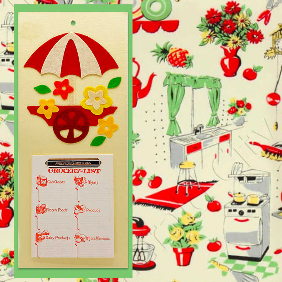 Vintage 60s Felt Grocery Lists | Flower Cart