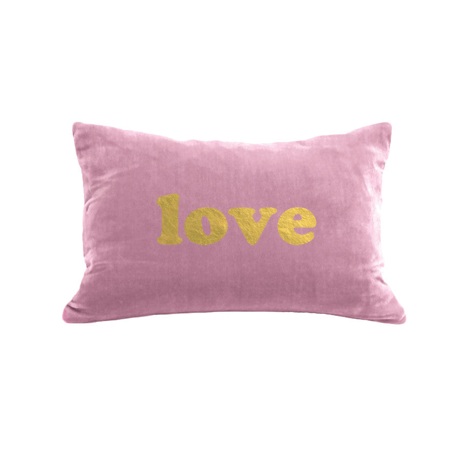 BOLD love Pillow - antique pink / gold foil