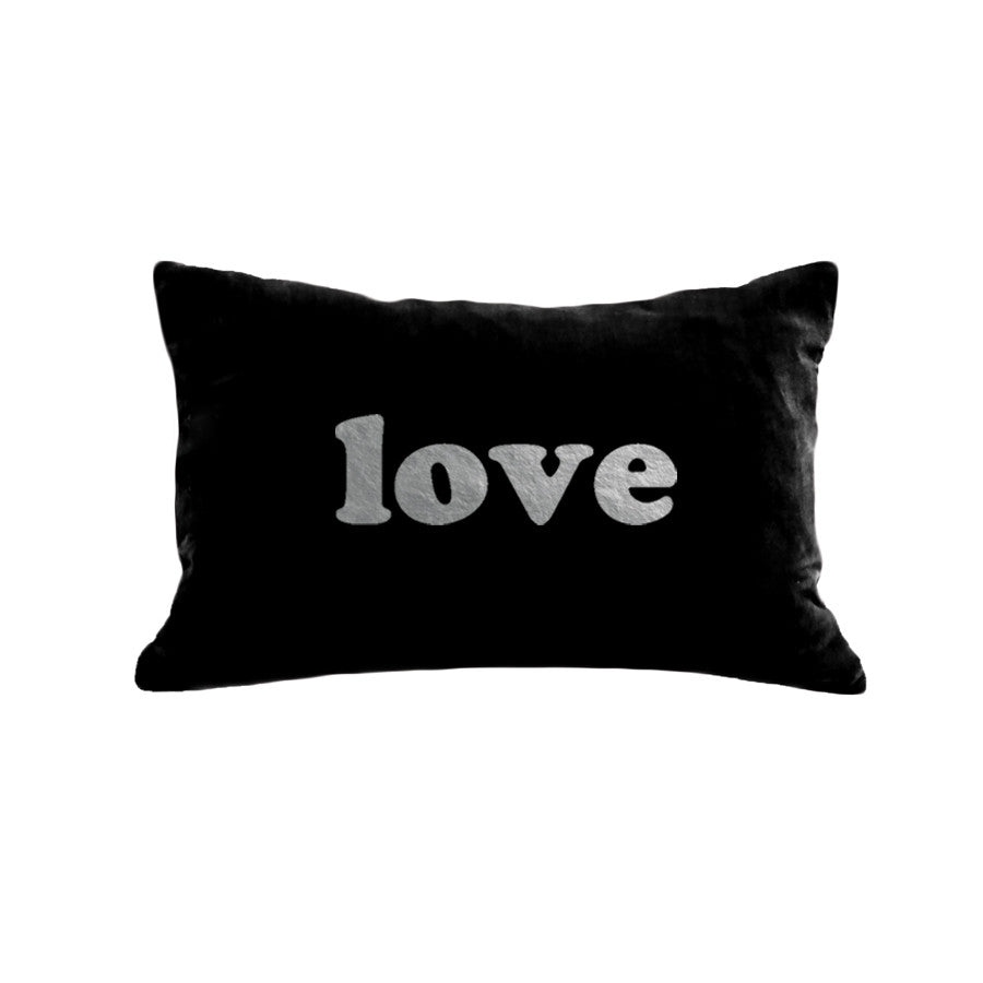 BOLD love Pillow - black / gunmetal foil