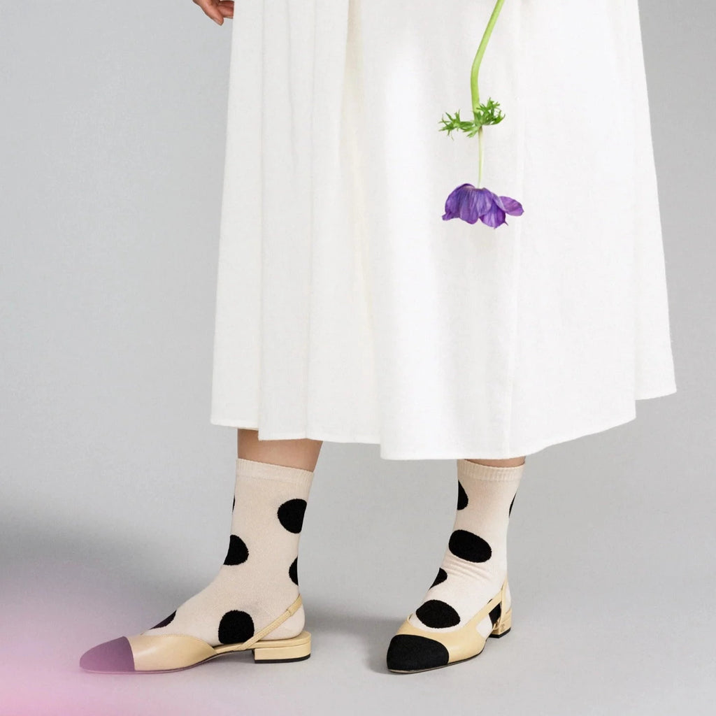 Rie Polka Dot Crew | Socks | Blush