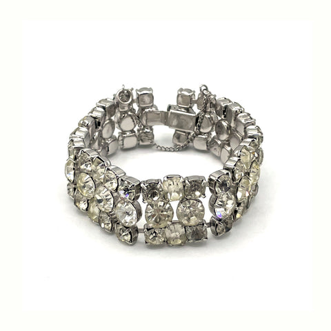 Vintage Show Stopper Diamante Buckle Bracelet Rhinestone