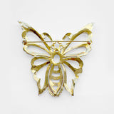60s Large Diamante Butterfly Brooch with Emerald Green Eyes