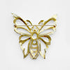 60s Large Diamante Butterfly Brooch with Emerald Green Eyes