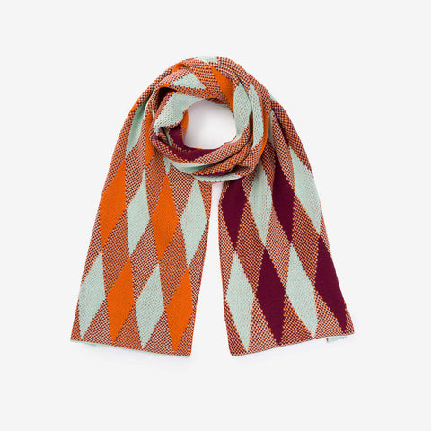 Faded Denim Striped Scarf | Red