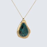1970s Oversized Abstract Azurite & 14kt Pendant | One of a Kind