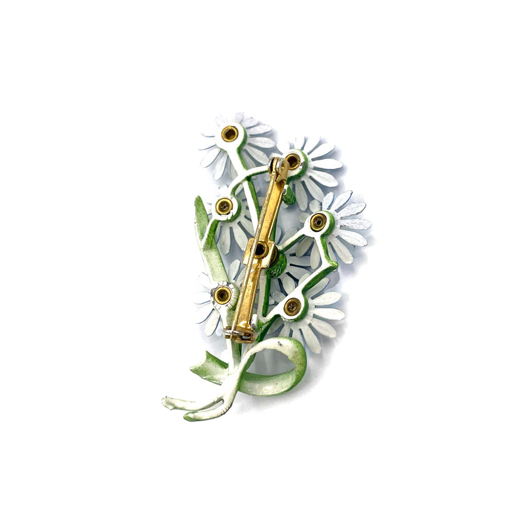 MCM Blue Daisy Spray Enamel Brooch | Vintage