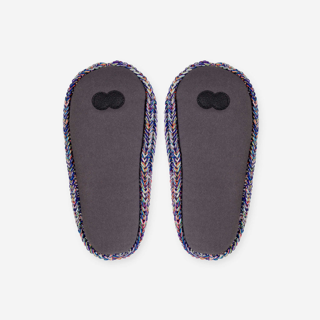 Super Mix Pom Knit Slippers | Blue