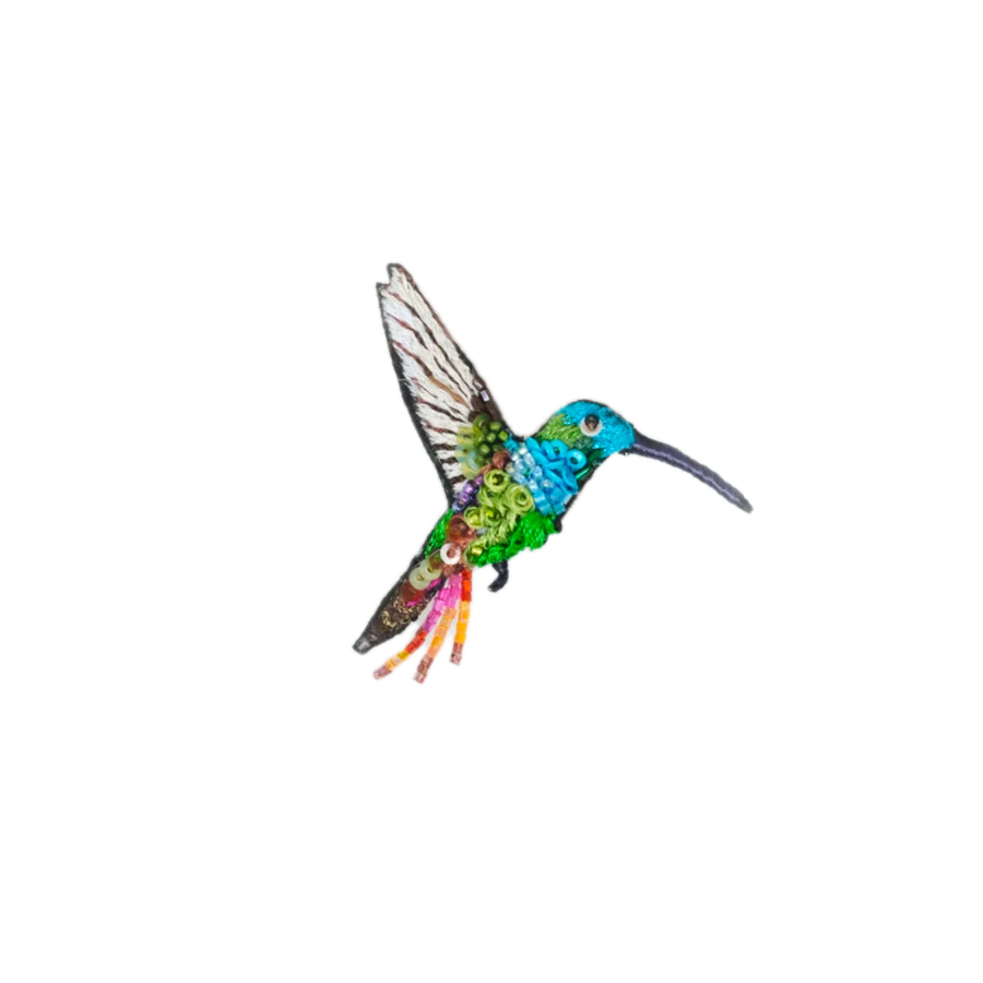 Emerald Chin Hummingbird Brooch | Trovelore
