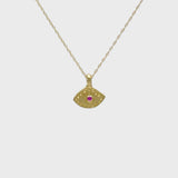 Evil Eye 14kt Gold Necklace | Pink Sapphire