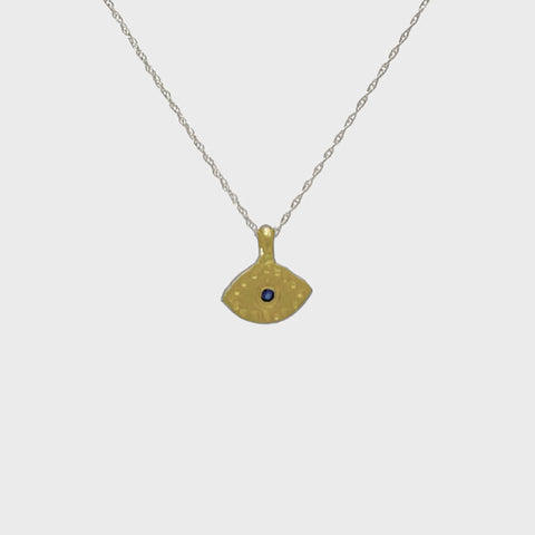 Evil Eye 14kt Gold Necklace | LIght Blue Sapphire