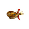 MCM French Sparrow Brooch with Coral, Sapphire, Turquoise & Diamond