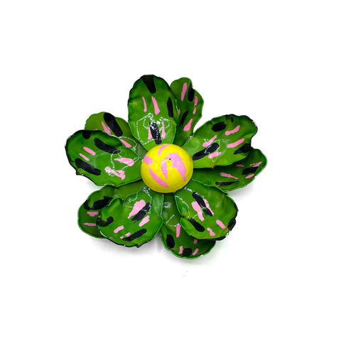 Vintage Enamel Flower | Abstract Green