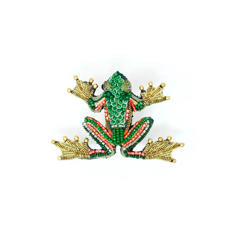 Green Flying Frog Brooch  | Trovelore