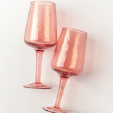 Handblown Hammered Wine Glasses, Blush - set of 4