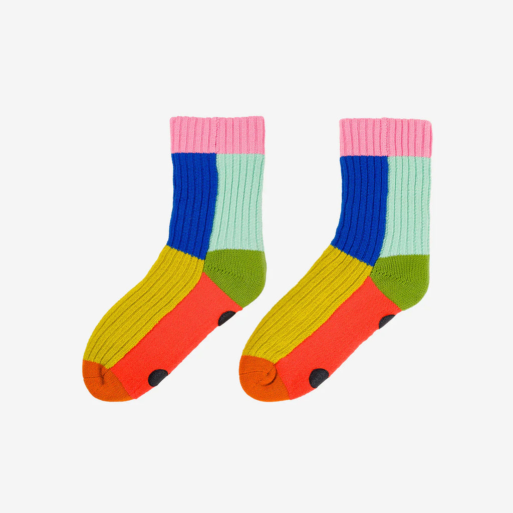 Unisex  Kaleidoscope Knit House Socks | Peach Red