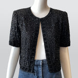 80s Beaded Short Sleeve Shirt/Jacket