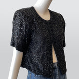 80s Beaded Short Sleeve Shirt/Jacket