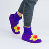 Knit Flower Power Pom Pom Socks-Slippers | Magenta Cobalt