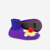 Knit Flower Power Pom Pom Socks-Slippers | Magenta Cobalt