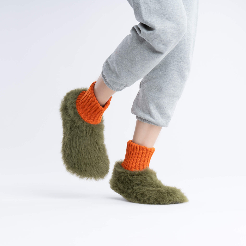 Unisex Fuzzy Fur Sock Slippers | Moss