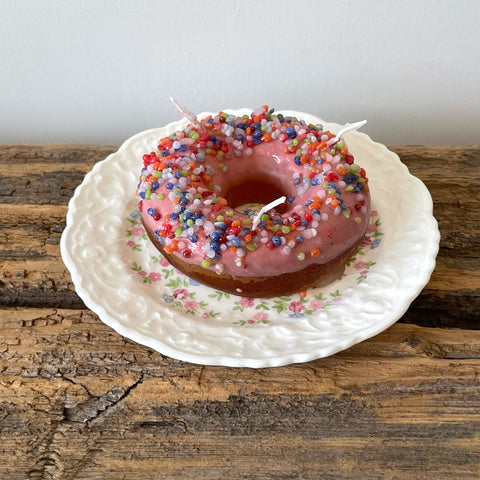 Pink Frosted Donut Candle | Italy