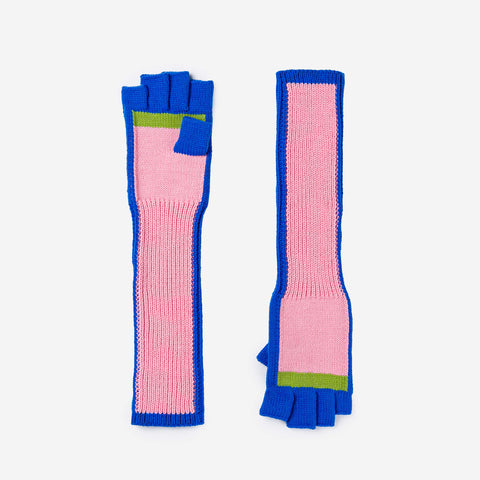 Outline Fingerless Gloves | Rust Cobalt