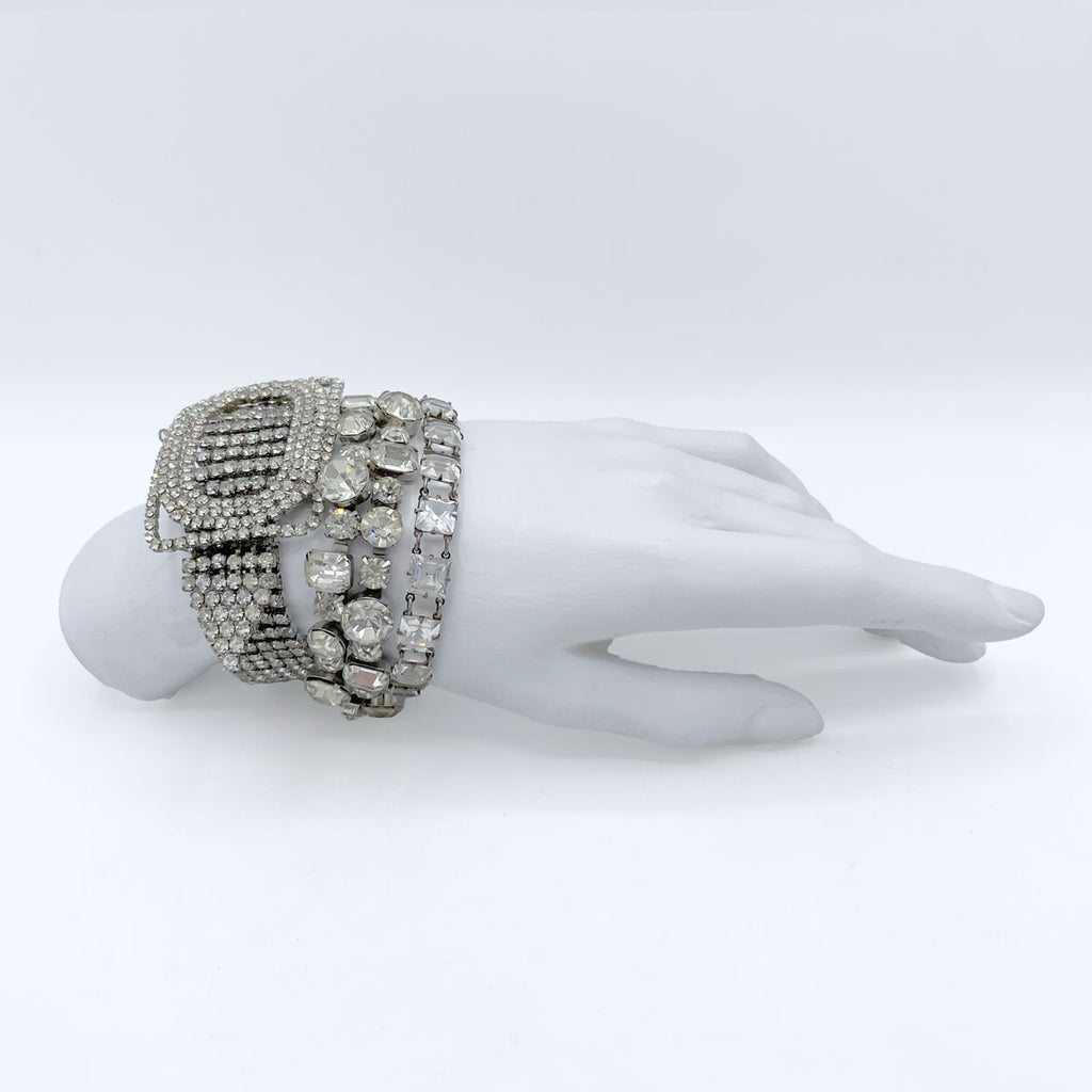 Vintage Show Stopper Diamante Buckle Bracelet Rhinestone