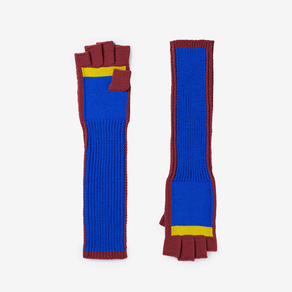 Outline Fingerless Gloves | Rust Cobalt