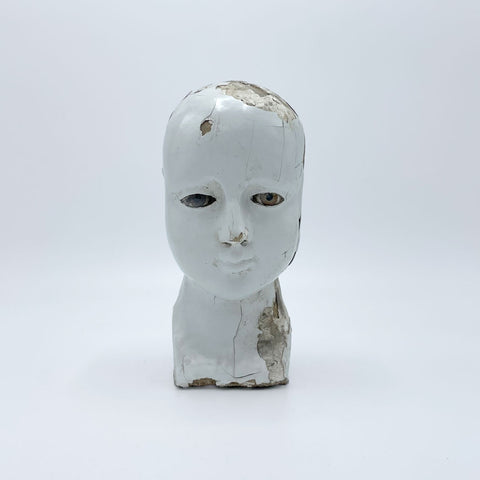 Antique Lacquered Glass Eye Santos (Saint) Head I