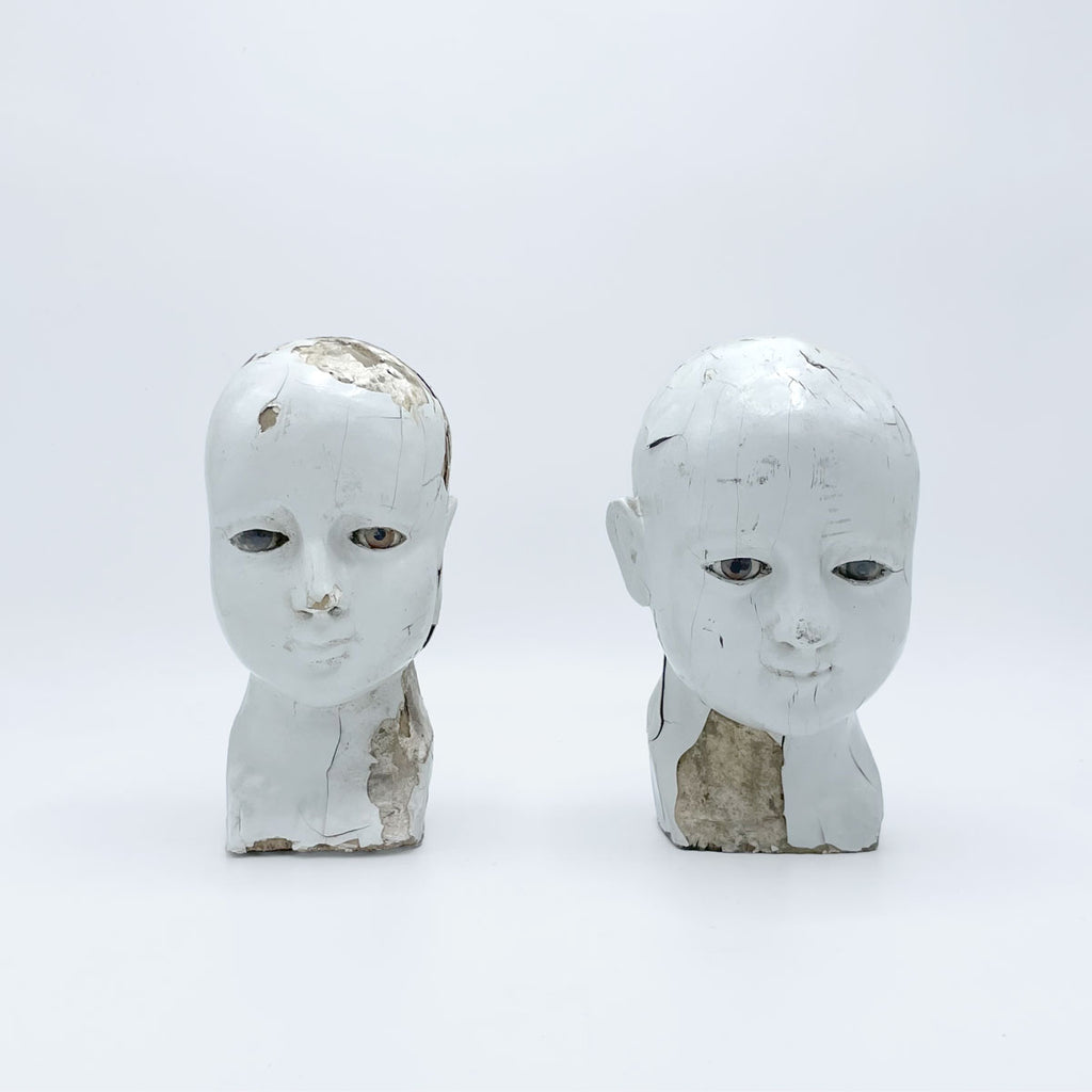Antique Lacquered Glass Eye Santos (Saint) Head II