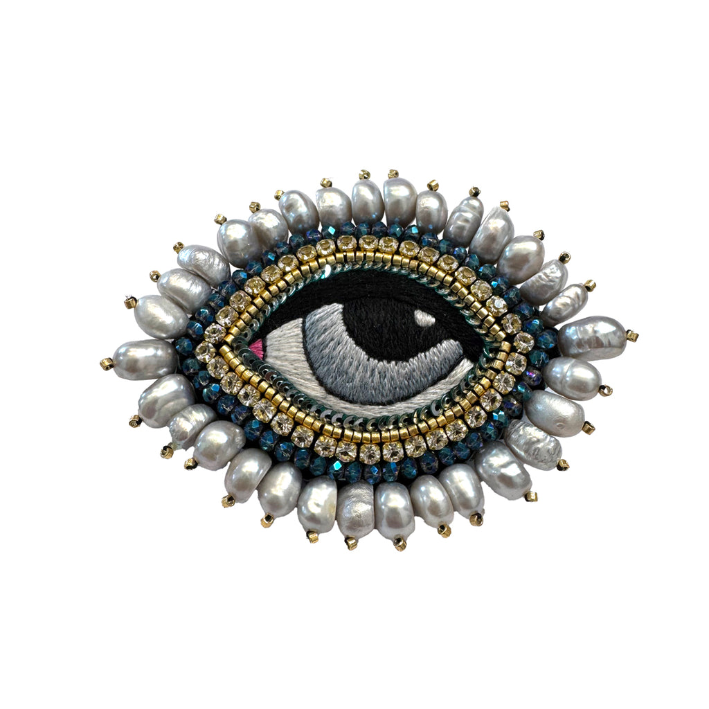 Silver Moon Gaze Brooch | Céleste Mogador