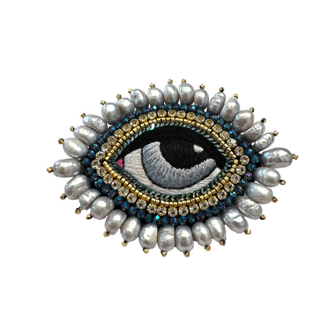 Silver Moon Gaze Brooch | Céleste Mogador