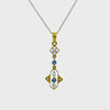 Art Deco Periwinkle Spinel & Pearl Lavalier Pendant