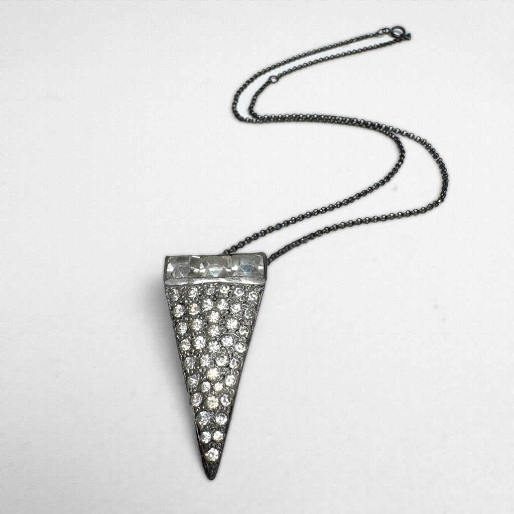 1920s One of a Kind Antique Deco Triangle Diamanté Pendant