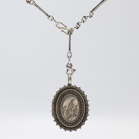 1900s Edwardian Sterling Medallion on Watch Fob Chain