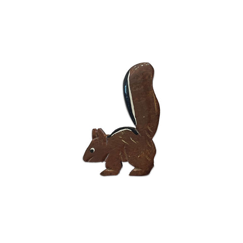 Vintage Wooden Squirrel Brooch