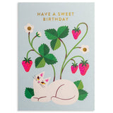CAT AND STRAWBERRIES BIRTHDAY
